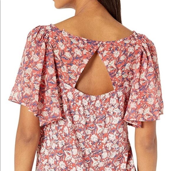 Lucky Brand Woven Mix Print Flutter Sleeve Top 1X - Picture 5 of 16